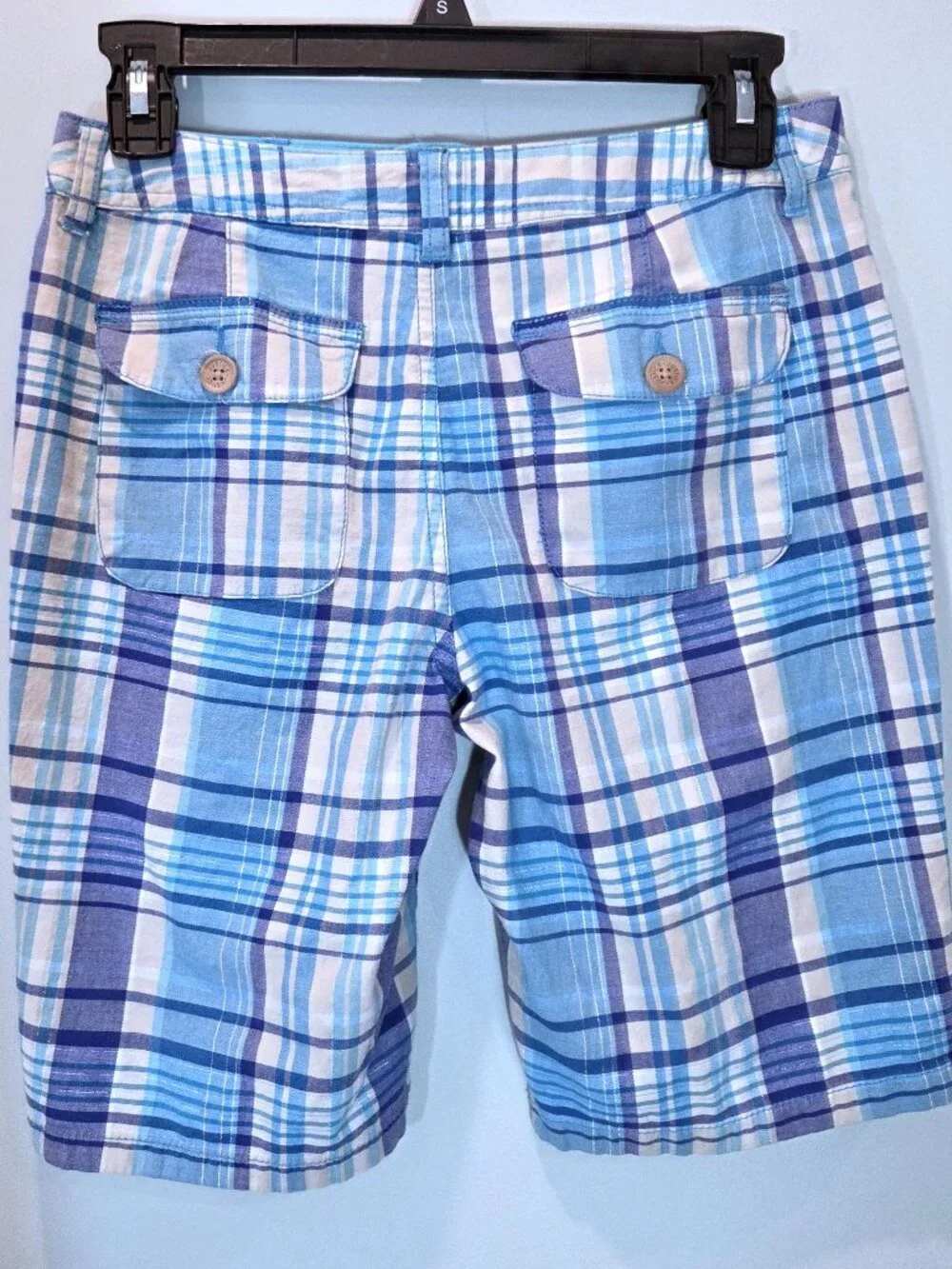 Justice Blue & Purple Plaid Cotton Shorts Size 14 Reg